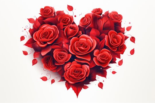  a bunch of red roses arranged in the shape of a heart on a white background with a splash of paint on the bottom of the heart and bottom half of the image.