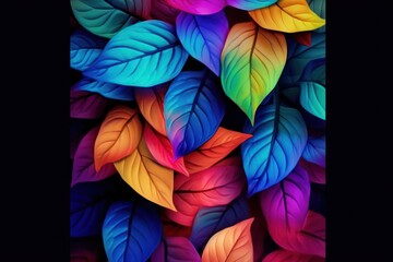  a bunch of colorful leaves that are on a black background with the colors of the rainbow in the bottom half of the image and the bottom half of the image.