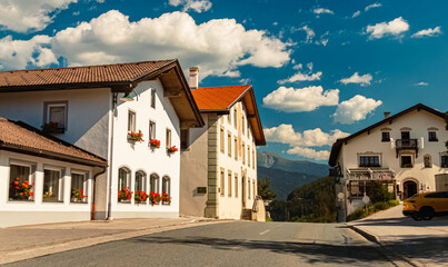 Alpine summer view at Schoenberg, Stubaital valley, Innsbruck, Tyrol, Austria