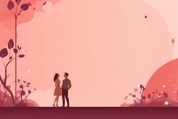 Background with romantic couple with space for text, Valentine's Day