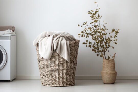 laundry basket with clothes