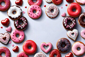 background for your advertisement
delicious doughnuts in romantic design as a background