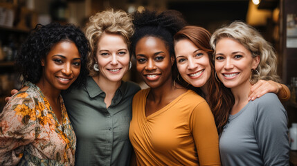 Fototapeta premium Diverse Women Body Positivity Group. Multicultural Femininity Variety