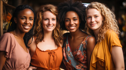 Obraz premium Diverse Women Body Positivity Group. Multicultural Femininity Variety
