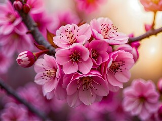  a close-up of a beautiful  pink cherry blossom, 