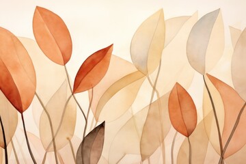  a close up of a painting of a bunch of leaves with watercolor paint on the bottom of the image and the bottom part of the image of the painting. - obrazy, fototapety, plakaty