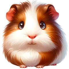 Cute baby guinea pig watercolor clipart with transparent background - obrazy, fototapety, plakaty