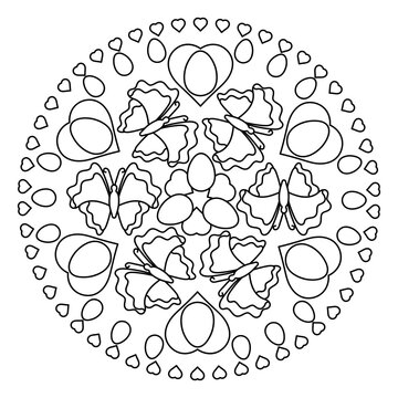 Mandala coloring page. Easter vector illustration. Children's coloring book