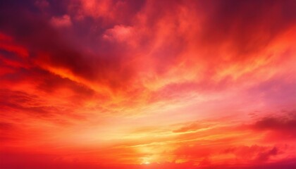 bright red sunset dramatic evening sky with clouds fiery skies with space for design magic fantasy sky war battle terror world apocalypse horror concept