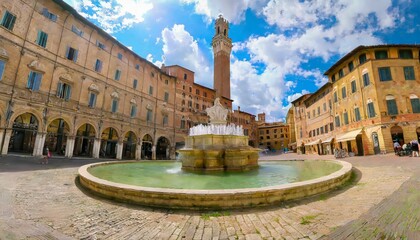 fonte branda is the oldest and perhaps most impressive fountain of siena italy - obrazy, fototapety, plakaty