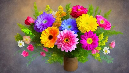 flower arrangement or bouquet colorful spring flowers isolated on background