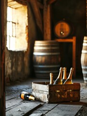 Exclusive Winery Scene with Champagne Crate & Barrel Ambiance