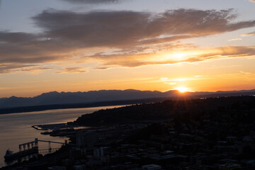 sunset over the lake