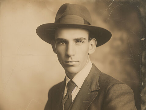 Portrait of young man from the 1920s in suit