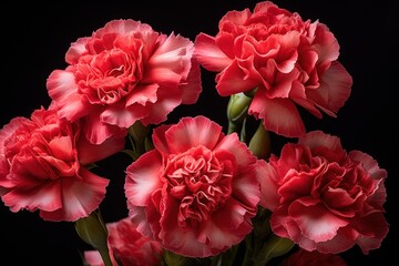  a close up of a bunch of red flowers on a black background with a reflection of the flowers in the center of the picture and the flowers in the middle of the picture.