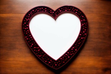 Heart shaped frame on a wooden floor with space for your text.