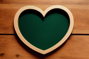 Heart shaped frame on a wooden floor with space for your text.