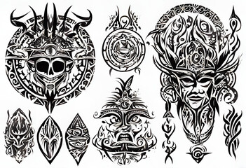 Fototapeta premium Background skull tattoo vector illustration symbol tribal art head design