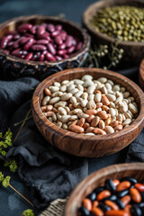 Naklejka premium Miscellaneous legume seeds, asparagus beans Mung beans