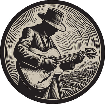 recommend clip art: Vector illustration of a Blues Musician playing acoustical guitar