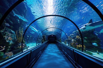 Underwater Observatory Tunnel - obrazy, fototapety, plakaty