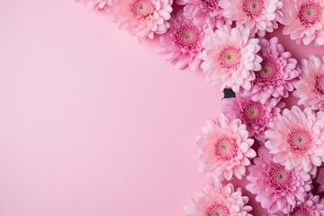  pink flowers on a pink background with a place for a text or an image to put on a card or brochure or in a gift box or a box.