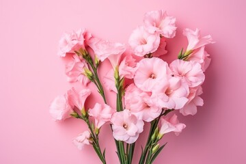 Obraz na płótnie Canvas a bouquet of pink carnations on a pink background with a place for a text or an image of a bouquet of pink carnations on a pink background with a place for text.