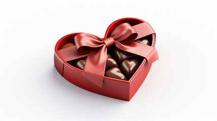 Romantic Chocolate Treats: Heart-Shaped Box with Pink Ribbon for Designs