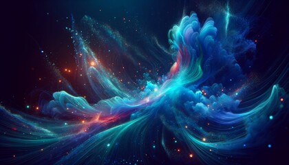 Luminous Cosmos  Neon Blue Particle Wonderland in 8K Generate Image