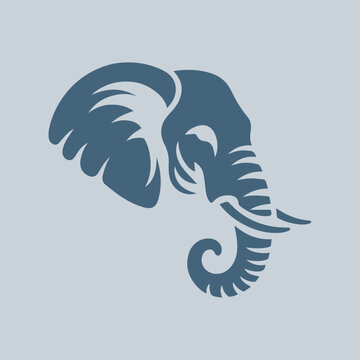Elephant head silhouette logo style illustration