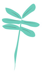 Decorative turquoise stem with leaves for a bouquet
