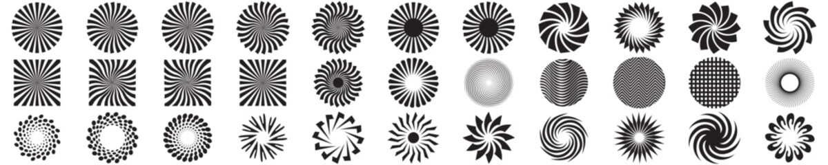 Sunburst element. Radial stripes background. Sunburst icon collection. Retro sunburst design. Vector illustration. Eps 10  - obrazy, fototapety, plakaty
