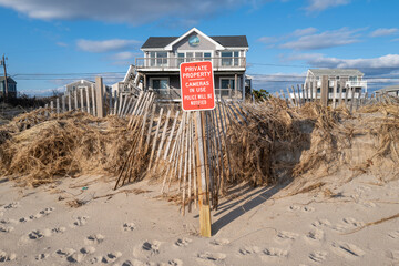Private Property Sign in Front of Beach Cottage