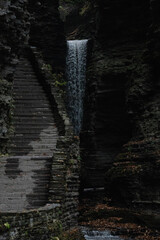 waterfall with stairs