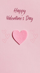 Happy Valentine’s Day.  Banner with hearts on pink background