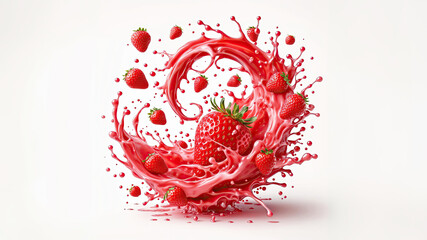 Strawberry juice splash twisted around and swirled around.