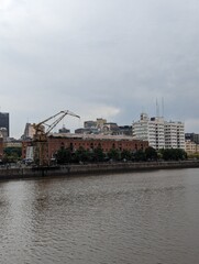 Red Docks and crane at puerto madero in buenos aires