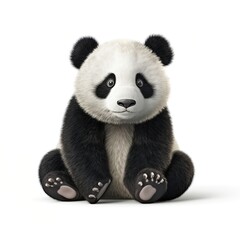A cute panda bear sitting down