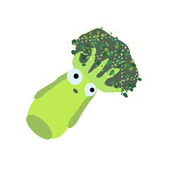 Cute antrophomorphic broccoli, vegan's dream
