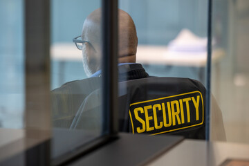 Security guard at entrance to office