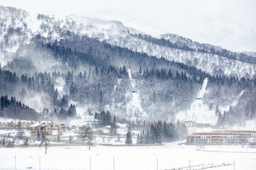 View of Bakuriani, winter resort in Georgia