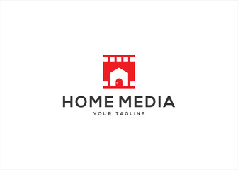 Fototapeta premium Home media logo design vector illustration template