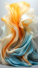Satin Elegance: Turquoise and Gold Swirls Created with Generative AI Technology