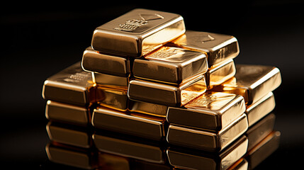 Gold bars on black background. Concept of wealth in business