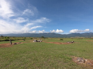 Fototapeta na wymiar Pokekea megalithic site in Indonesia's Behoa Valley, Palu, Central Sulawesi.