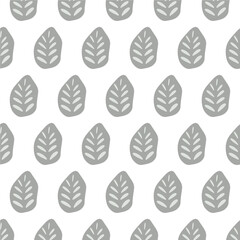 Seamless background of leaves. Scandinavian style.