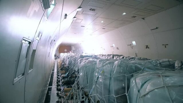 view of the inside of the cargo plane