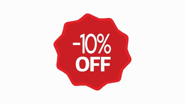Red Sale -10% off animation banner, Simple animation label banner promotion sale, sale sign on red