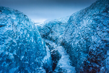 Spectacular Ice Canyon and caves of Vatnajokull Glacier Iceland