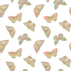 seamless pattern, abstract butterflies and isolated on white background, illustration for wallpaper